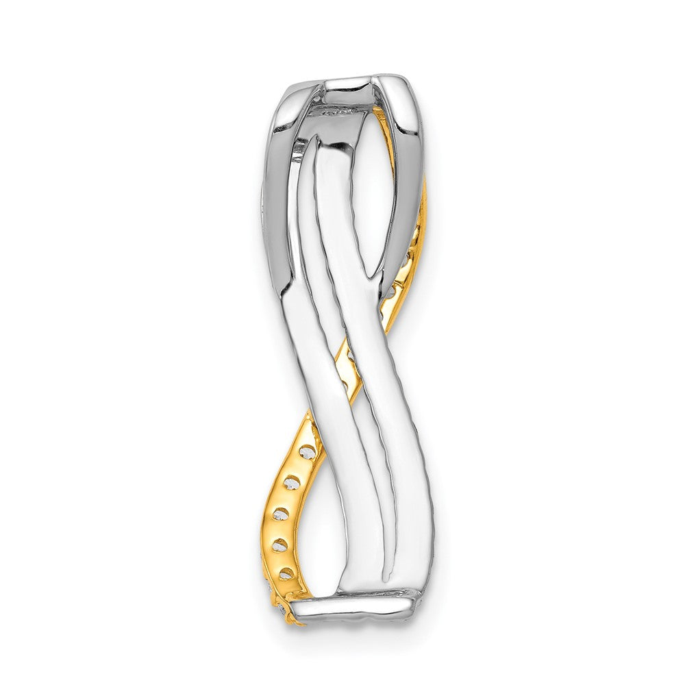 14k Two-Tone Gold 1/5ct. Real Diamond Fancy Twisted and Braided Chain Slide