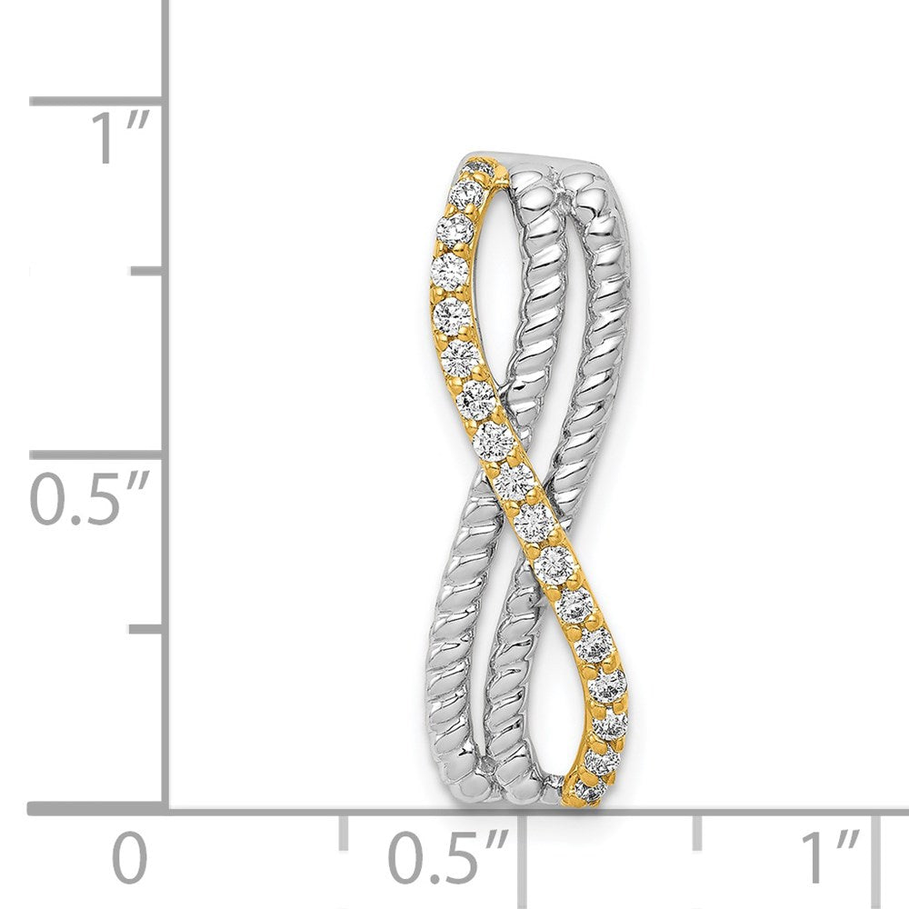 14k Two-Tone Gold 1/5ct. Real Diamond Fancy Twisted and Braided Chain Slide