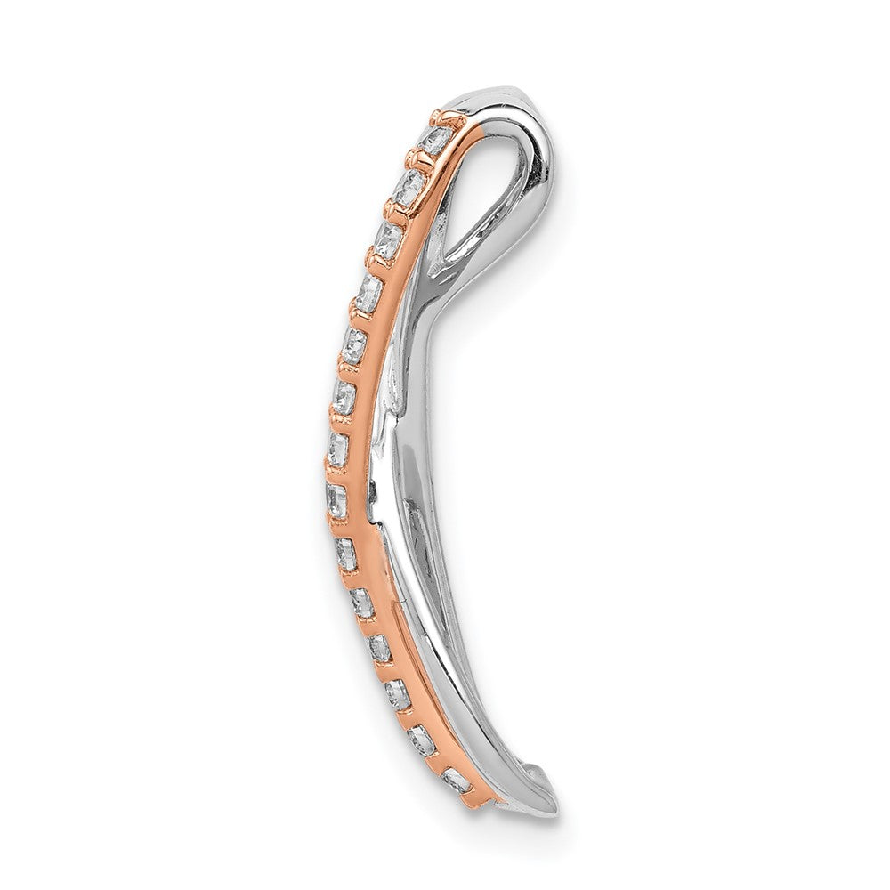 14k Rose and White Gold 1/5ct. Real Diamond Fancy Twisted Chain Slide