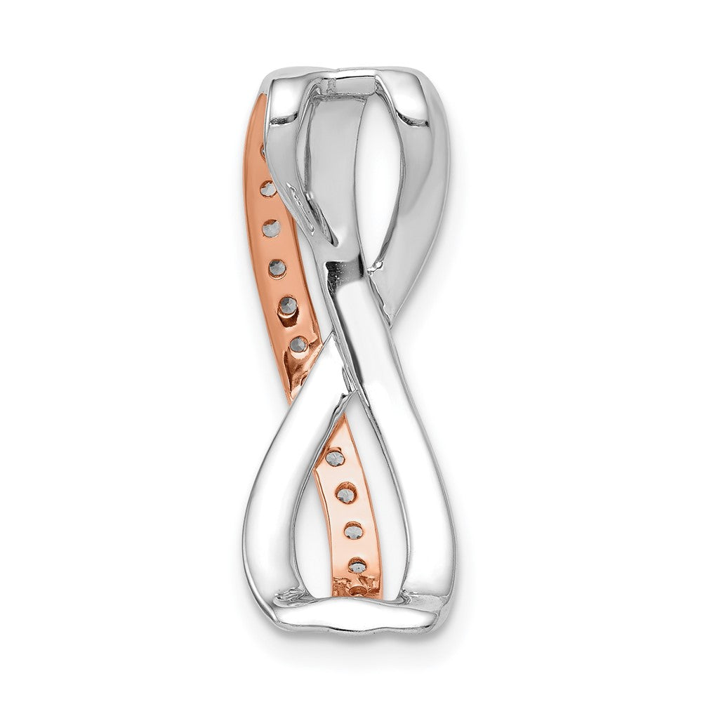 14k Rose and White Gold 1/5ct. Real Diamond Fancy Twisted Chain Slide