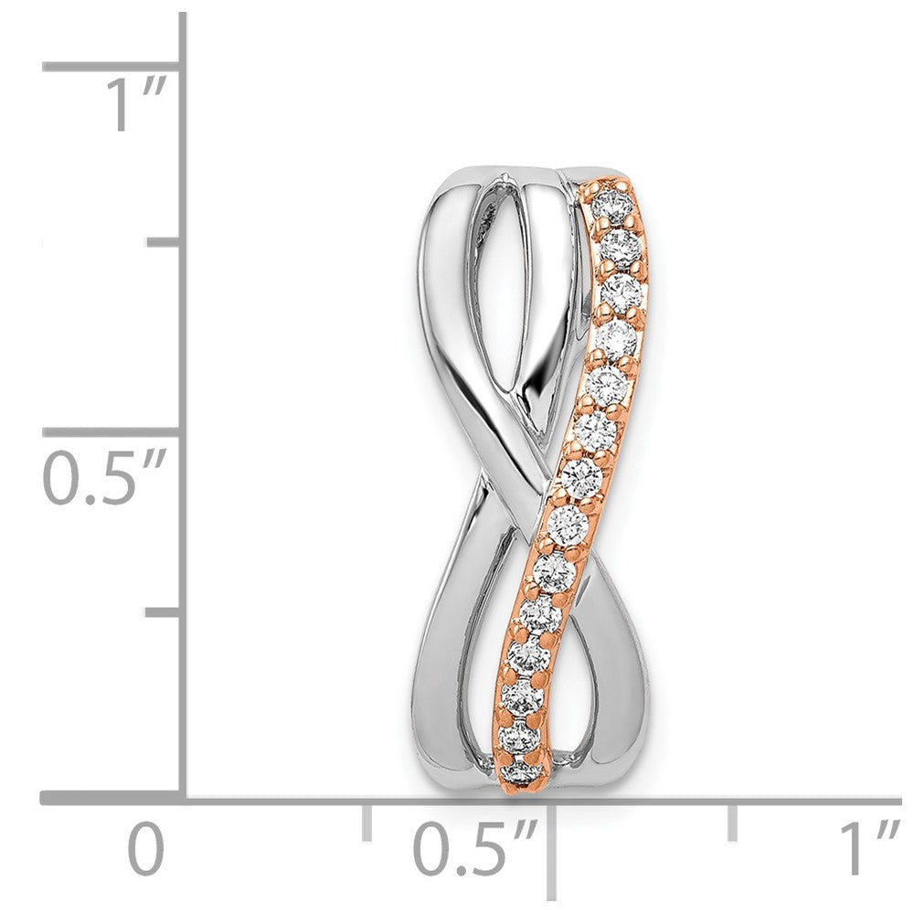 14k Rose and White Gold 1/5ct. Real Diamond Fancy Twisted Chain Slide