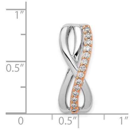 14k Rose and White Gold 1/5ct. Real Diamond Fancy Twisted Chain Slide