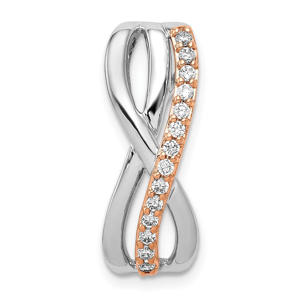 14k Rose and White Gold 1/5ct. Real Diamond Fancy Twisted Chain Slide