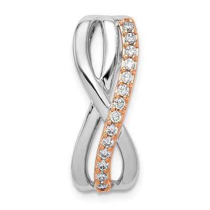 14k Rose and White Gold 1/5ct. Real Diamond Fancy Twisted Chain Slide