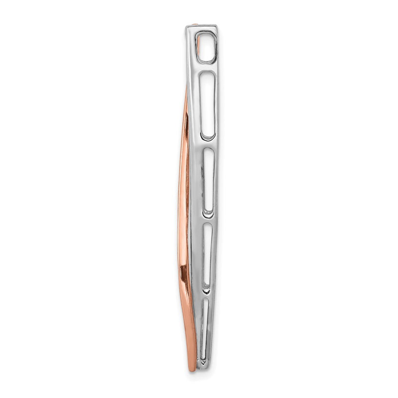 14k Rose & White Gold 1/2ct. Real Diamond Fancy Bar Chain Slide