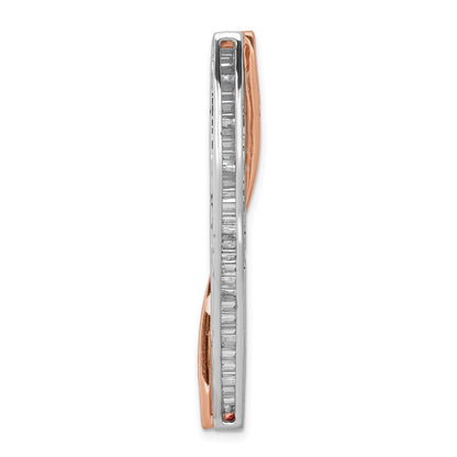 14k Rose & White Gold 1/2ct. Real Diamond Fancy Bar Chain Slide