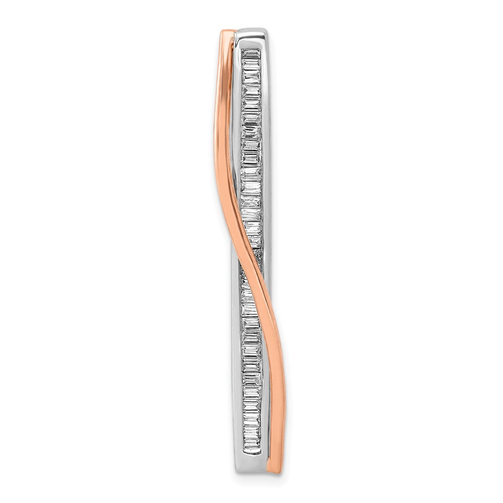 14k Rose & White Gold 1/2ct. Real Diamond Fancy Bar Chain Slide