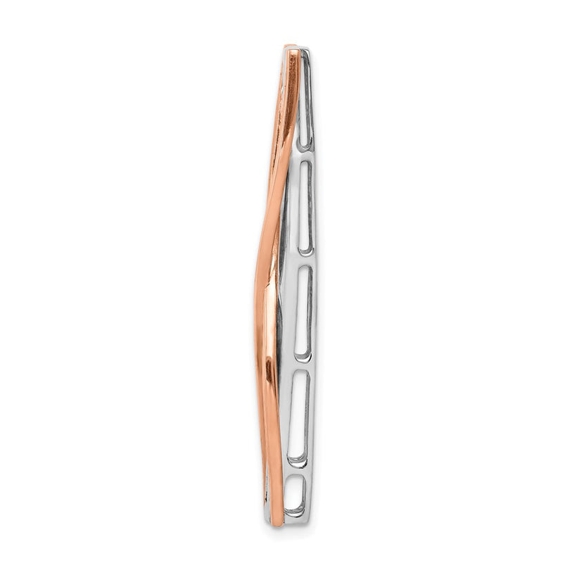 14k Two-Tone Gold 1/2ct. Real Diamond Fancy Criss-Cross Bar Chain Slide