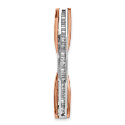 14k Two-Tone Gold 1/2ct. Real Diamond Fancy Criss-Cross Bar Chain Slide