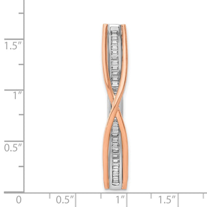 14k Two-Tone Gold 1/2ct. Real Diamond Fancy Criss-Cross Bar Chain Slide