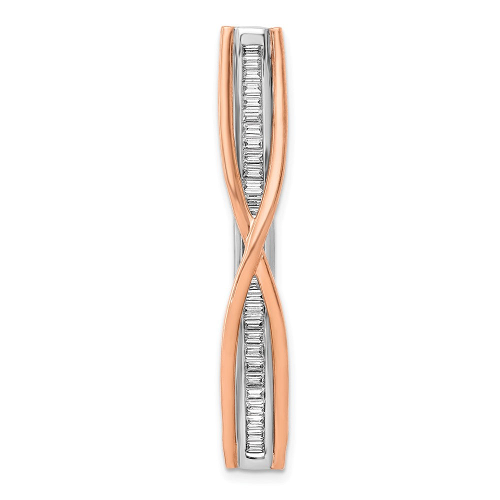14k Two-Tone Gold 1/2ct. Real Diamond Fancy Criss-Cross Bar Chain Slide
