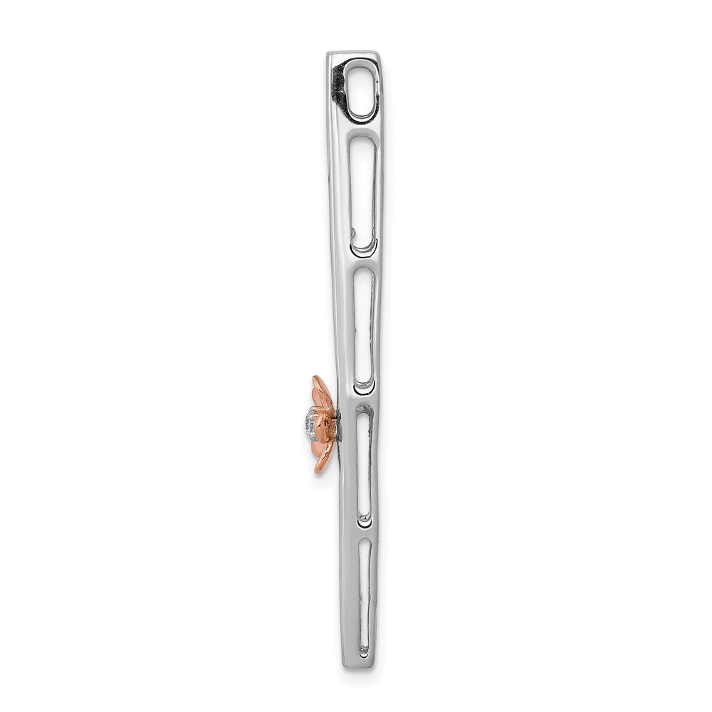 14k Two-Tone Gold Real Diamond Fancy Flower Chain Slide