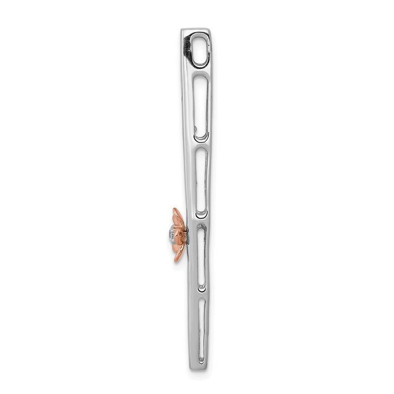 14k Two-Tone Gold Real Diamond Fancy Flower Chain Slide
