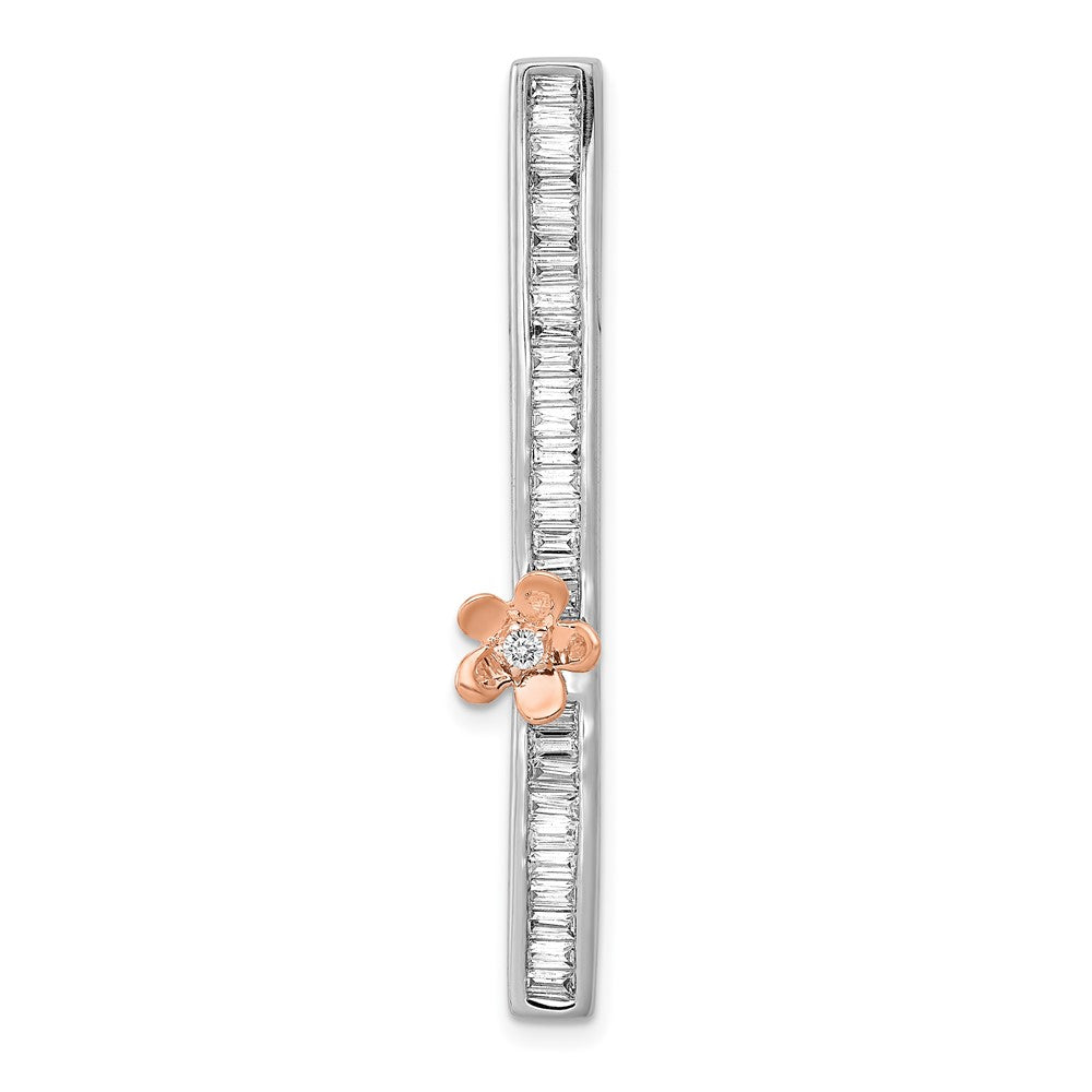14k Two-Tone Gold Real Diamond Fancy Flower Chain Slide