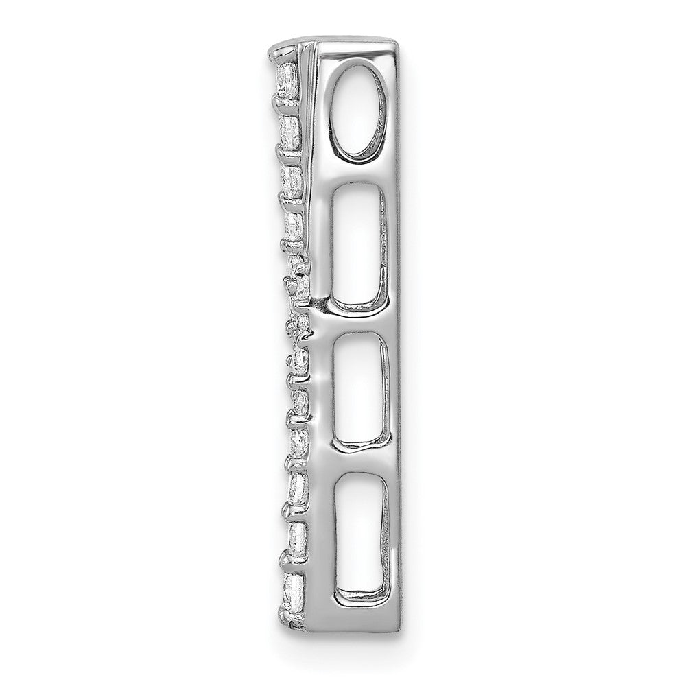 14k White Gold 1/4ct. Real Diamond Fancy Bar Chain Slide
