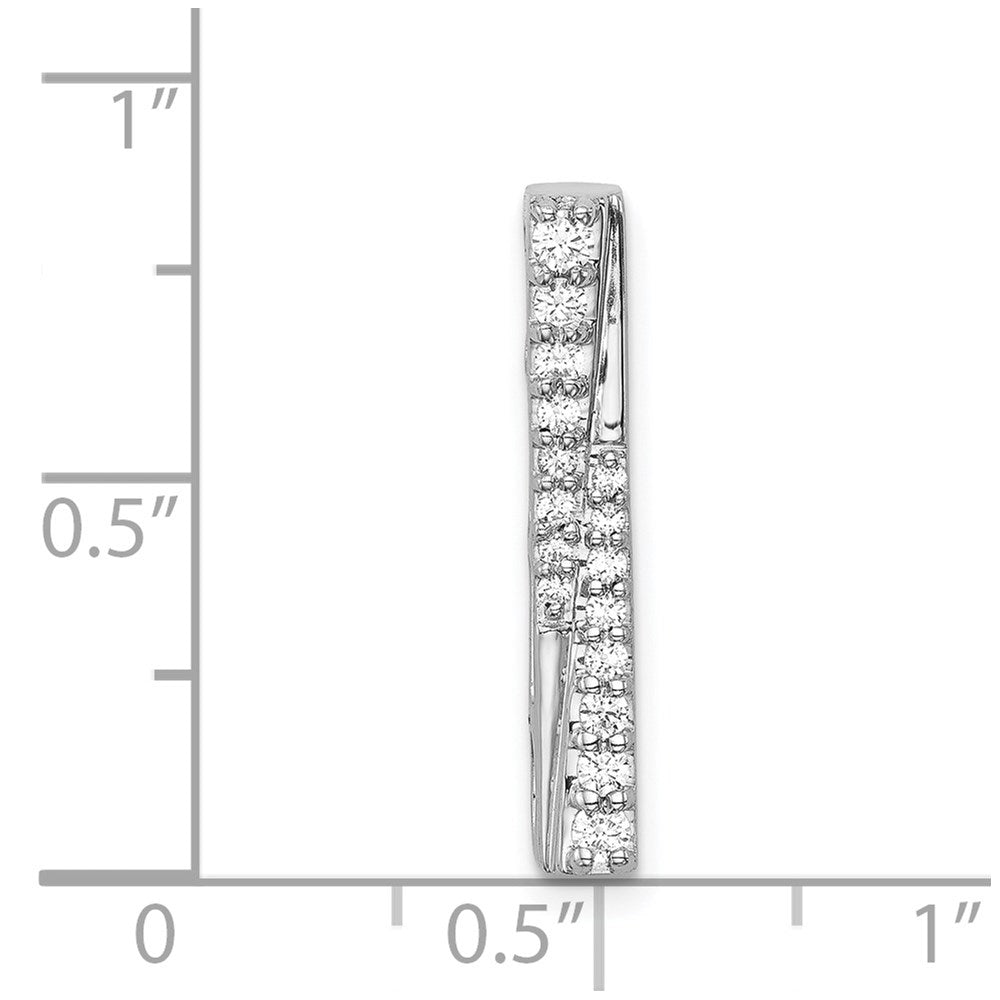 14k White Gold 1/4ct. Real Diamond Fancy Bar Chain Slide