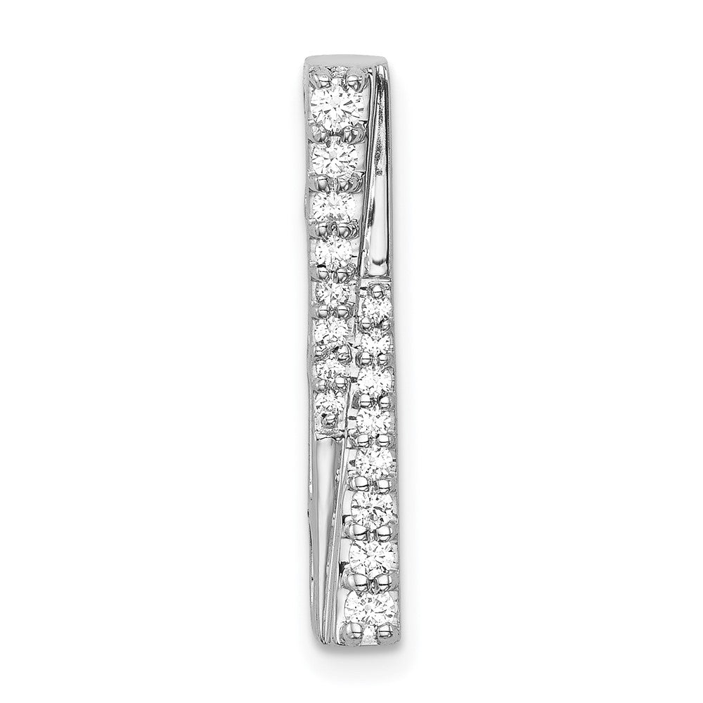 14k White Gold 1/4ct. Real Diamond Fancy Bar Chain Slide