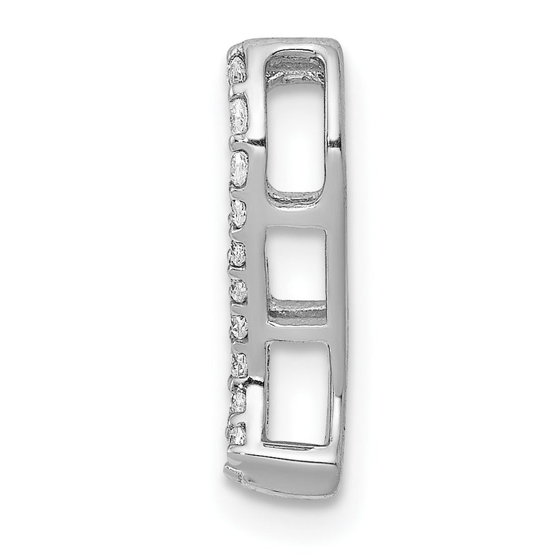 14k White Gold 1/10ct. Real Diamond Fancy Curved Line Chain Slide