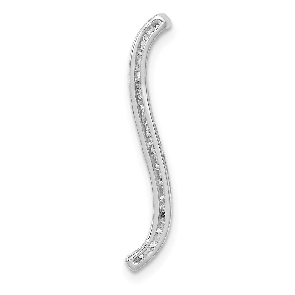 14k White Gold 1/4ct. Real Diamond Fancy Curved Line Chain Slide