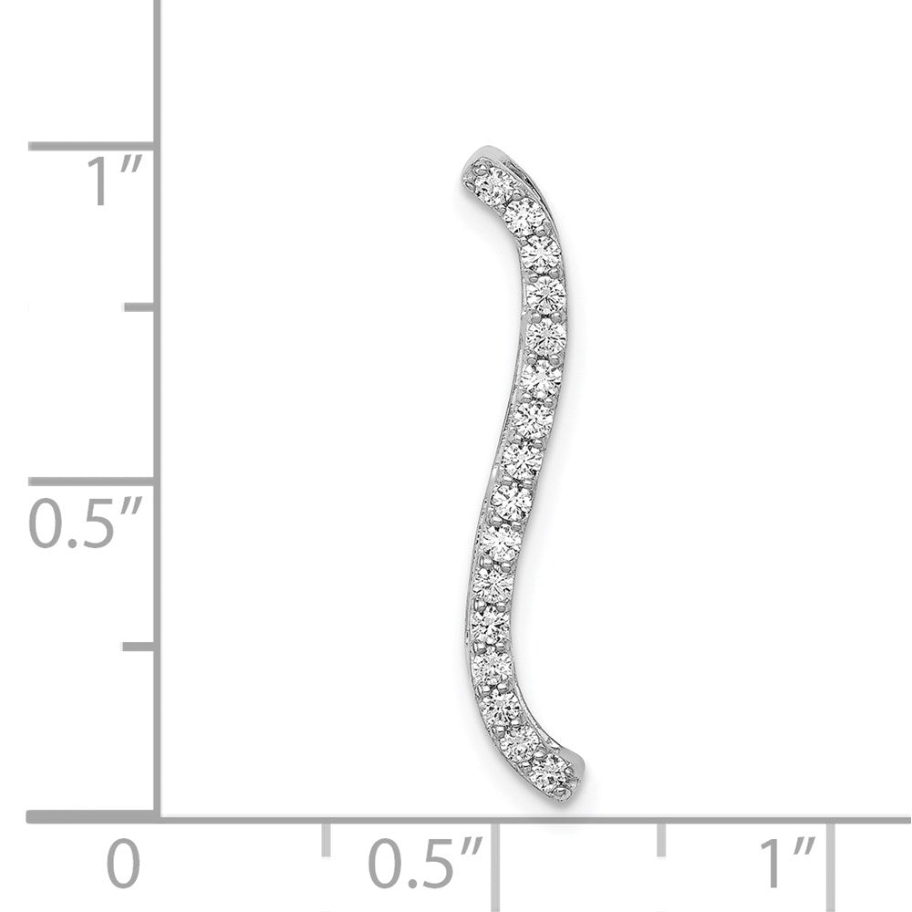 14k White Gold 1/4ct. Real Diamond Fancy Curved Line Chain Slide