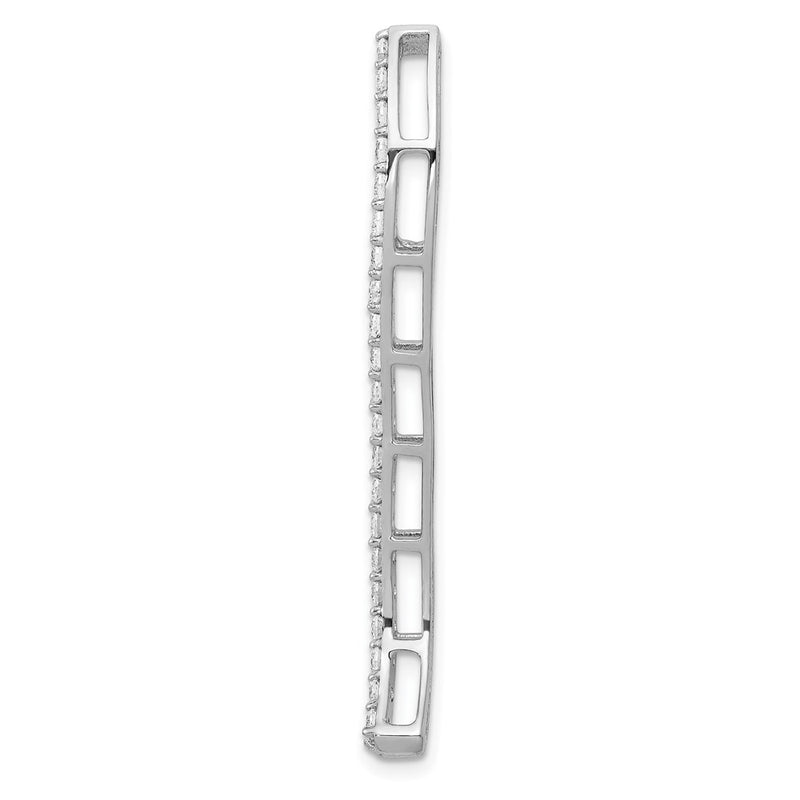 14k White Gold 3/4ct. Real Diamond Fancy Curved Line Chain Slide