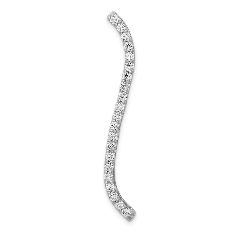 14k White Gold 3/4ct. Real Diamond Fancy Curved Line Chain Slide