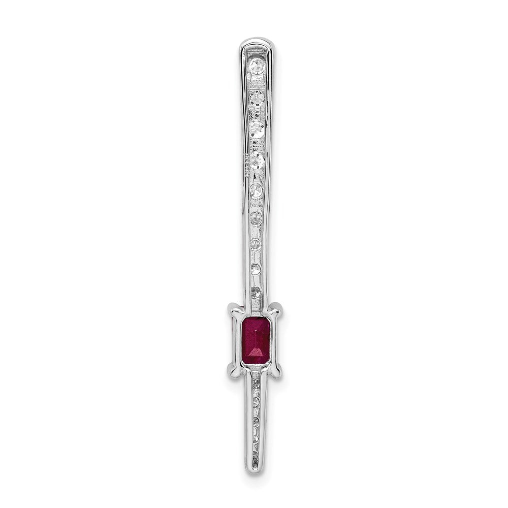 14k White Gold Real Diamond & .45 Ruby Fancy Chain Slide