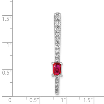 14k White Gold Real Diamond & .45 Ruby Fancy Chain Slide