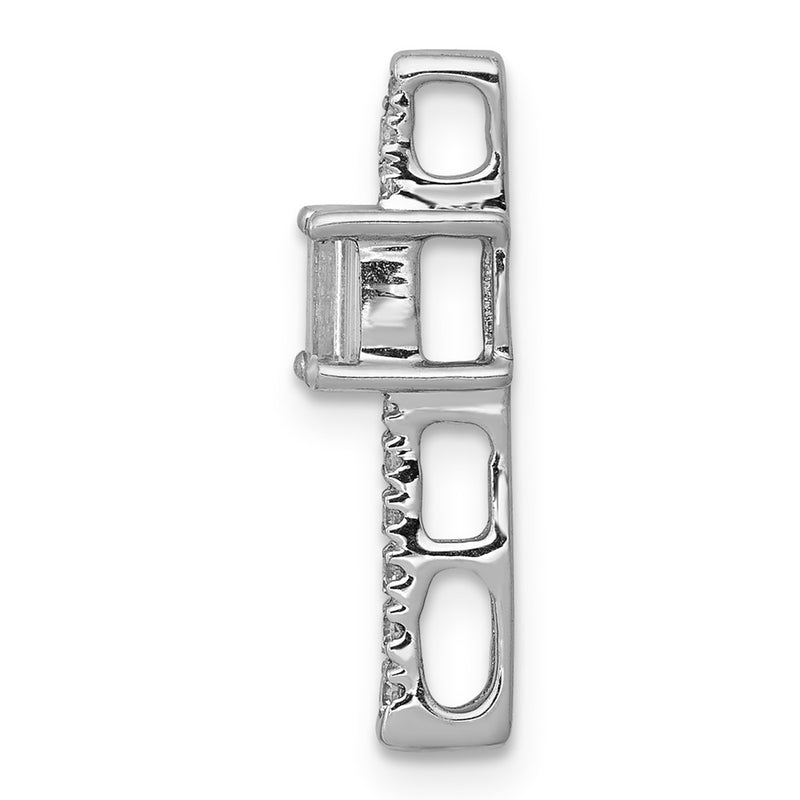 14k White Gold Real Diamond and .24 Sapphire Fancy Chain Slide