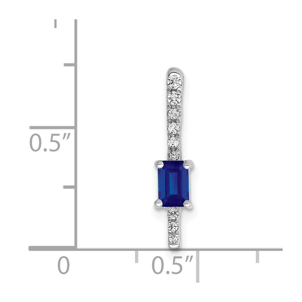 14k White Gold Real Diamond and .24 Sapphire Fancy Chain Slide