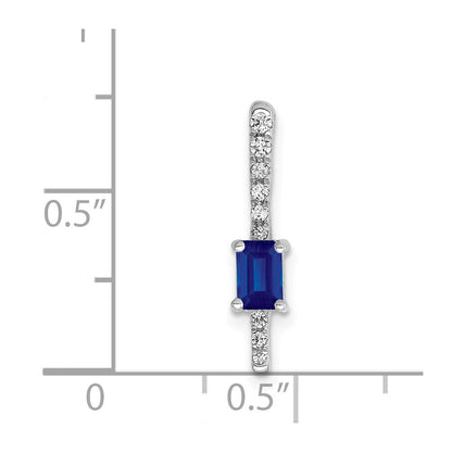 14k White Gold Real Diamond and .24 Sapphire Fancy Chain Slide