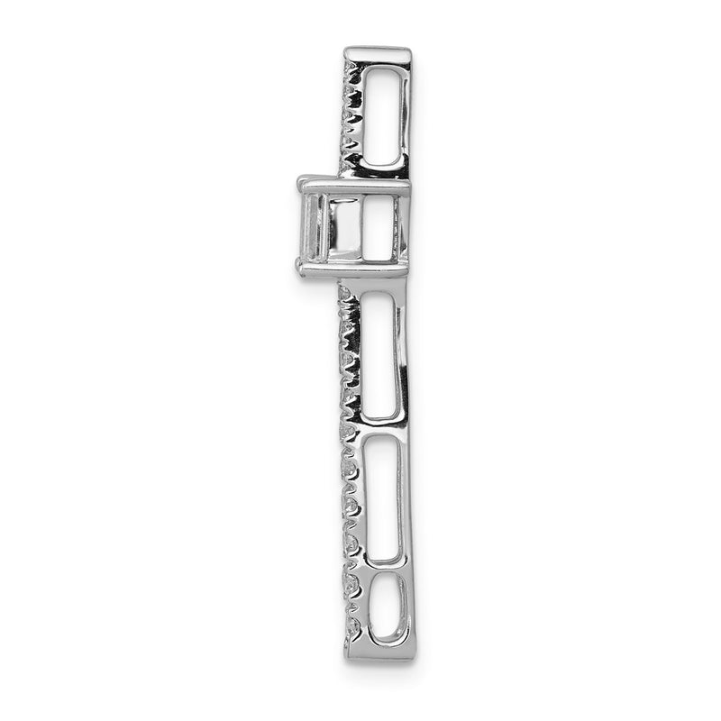 14k White Gold Real Diamond & .29 Sapphire Fancy Chain Slide