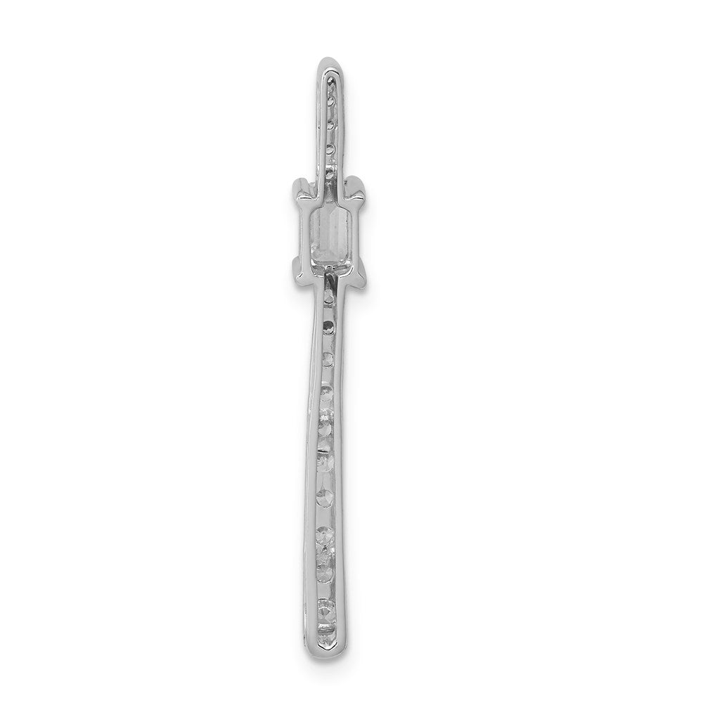 14k White Gold Real Diamond & .29 Sapphire Fancy Chain Slide