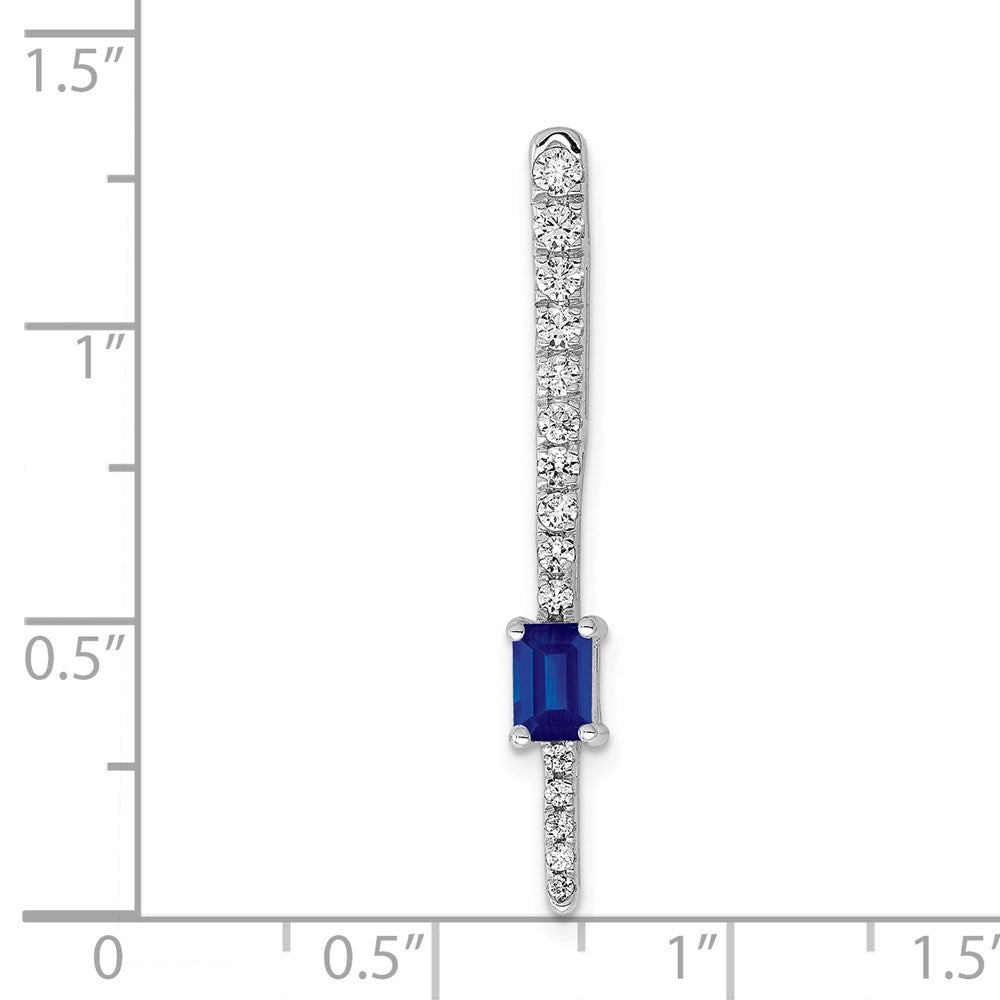14k White Gold Real Diamond & .29 Sapphire Fancy Chain Slide