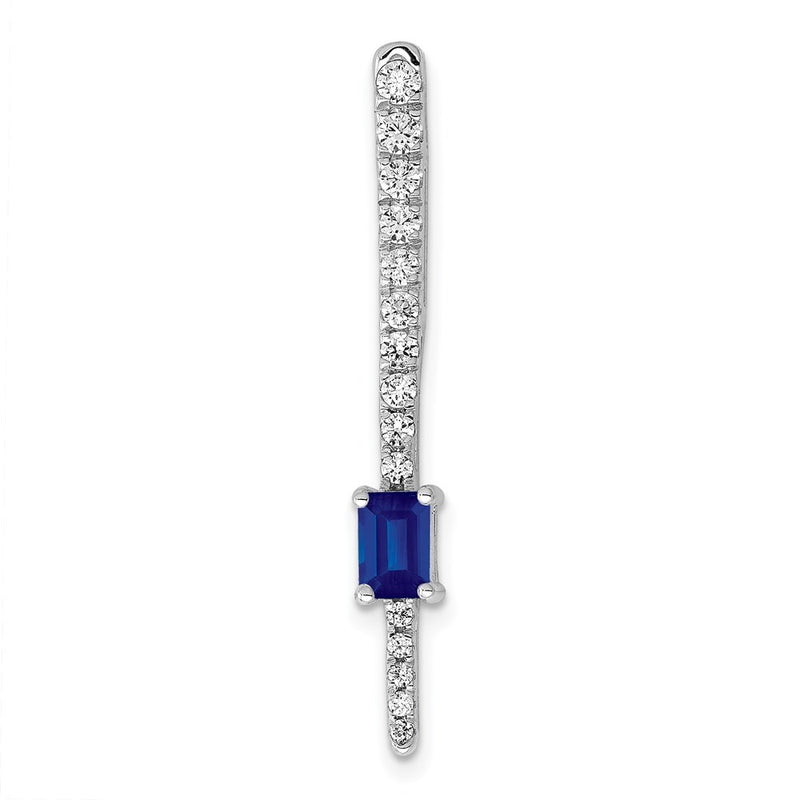 14k White Gold Real Diamond & .29 Sapphire Fancy Chain Slide