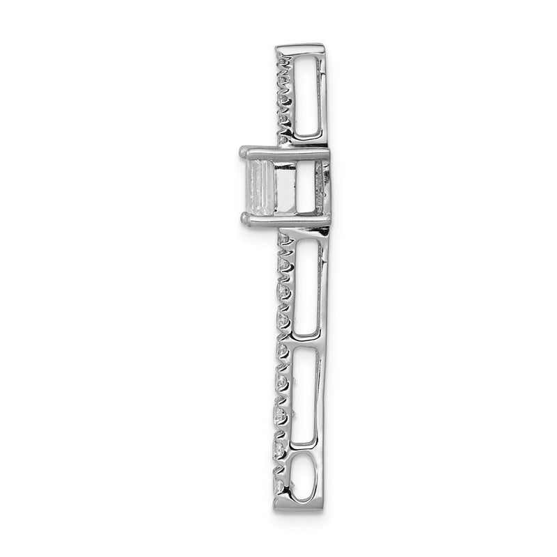 14k White Gold Real Diamond & .45 Sapphire Fancy Chain Slide