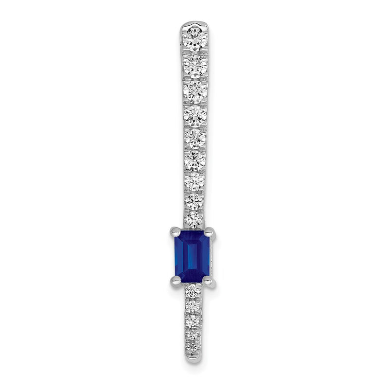 14k White Gold Real Diamond & .45 Sapphire Fancy Chain Slide