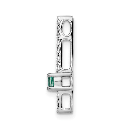 14k White Gold Real Diamond and Emerald Fancy Chain Slide