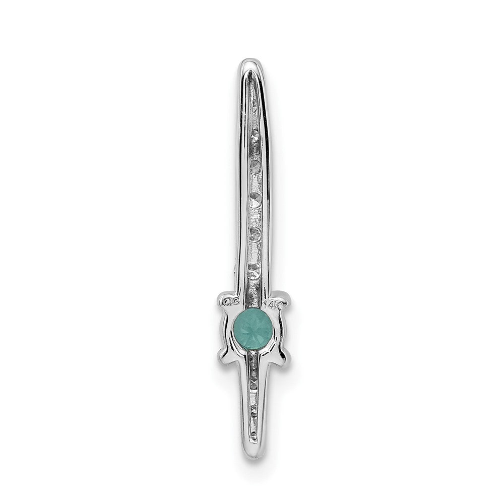 14k White Gold Real Diamond and Emerald Fancy Chain Slide