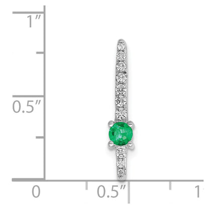 14k White Gold Real Diamond and Emerald Fancy Chain Slide