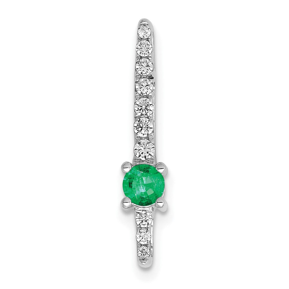 14k White Gold Real Diamond and Emerald Fancy Chain Slide
