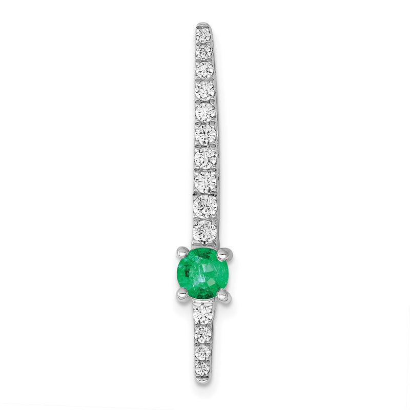 14k White Gold Real Diamond and Emerald Fancy Chain Slide