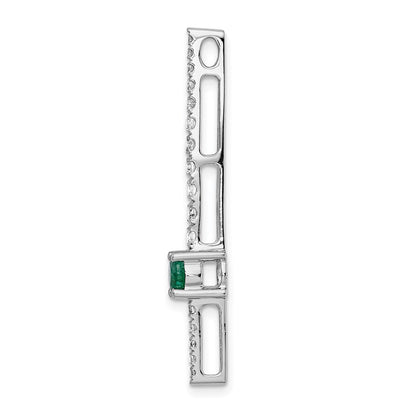 14k White Gold Real Diamond & Emerald Fancy Chain Slide