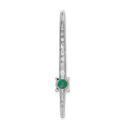 14k White Gold Real Diamond & Emerald Fancy Chain Slide