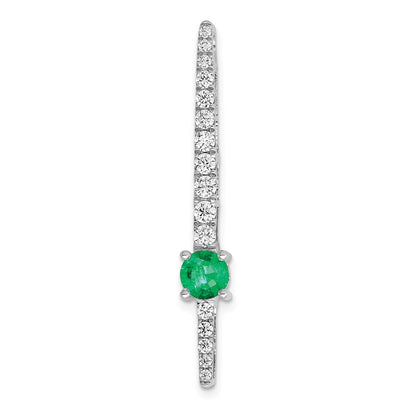 14k White Gold Real Diamond & Emerald Fancy Chain Slide