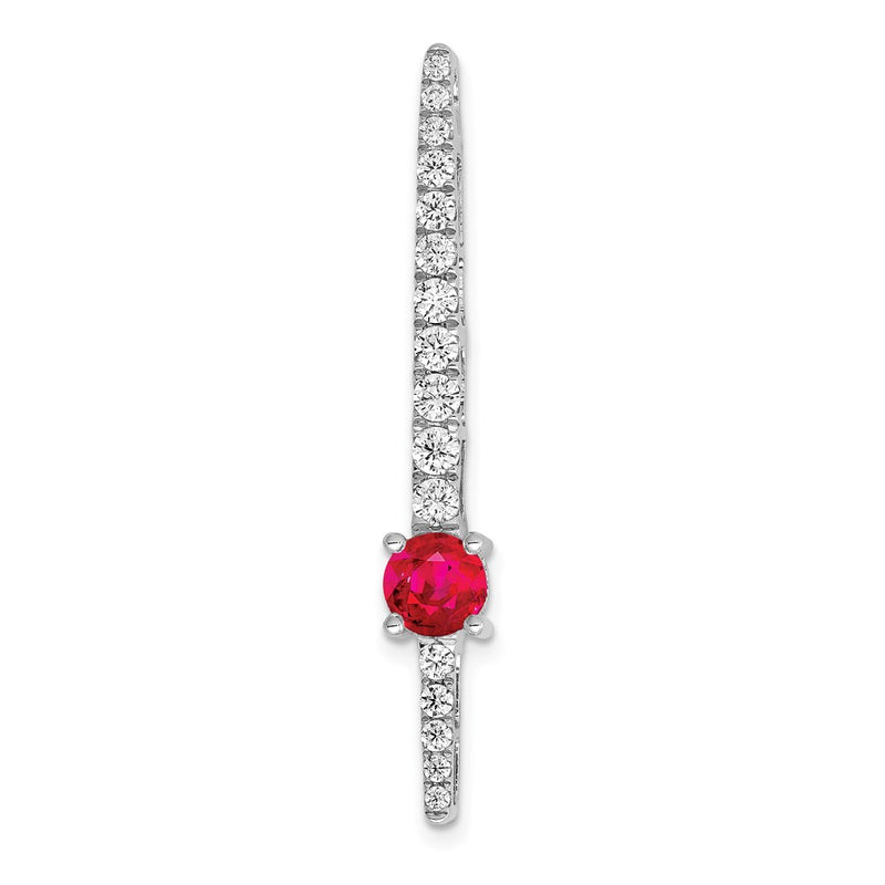 14k White Gold Real Diamond & .50 Ruby Fancy Chain Slide