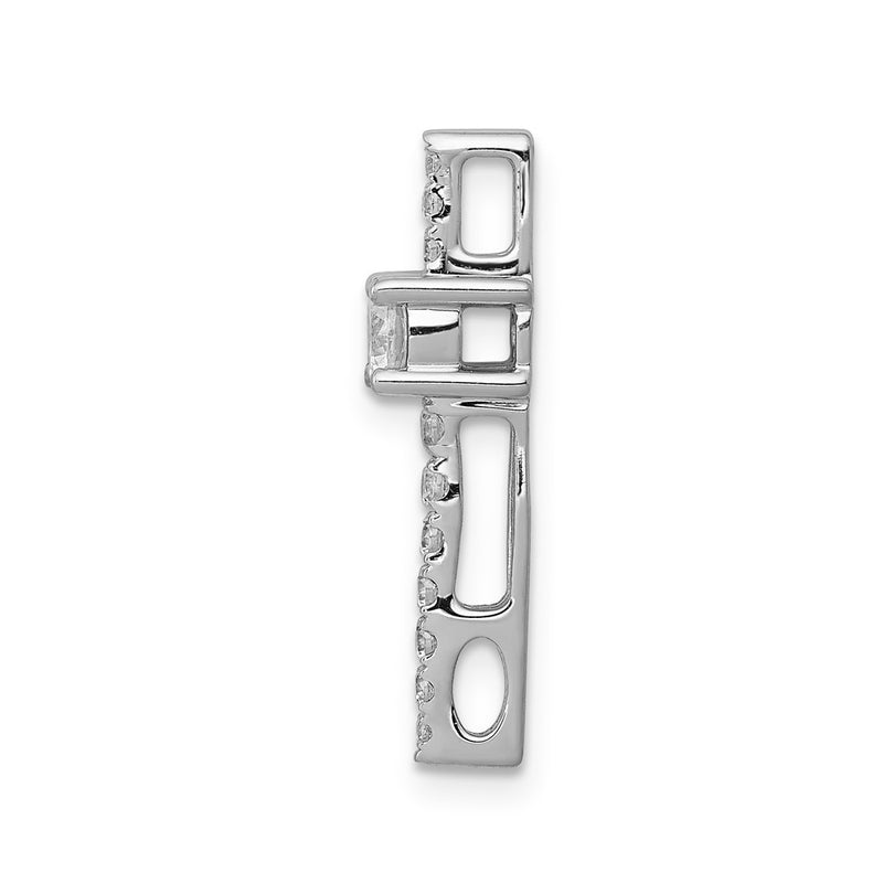 14k White Gold Real Diamond and .18 Sapphire Fancy Chain Slide
