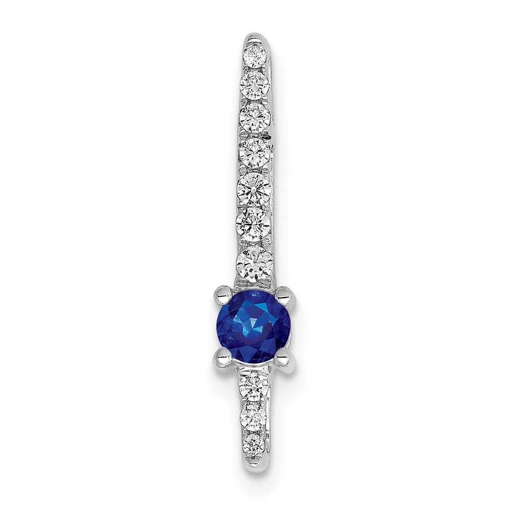 14k White Gold Real Diamond and .18 Sapphire Fancy Chain Slide