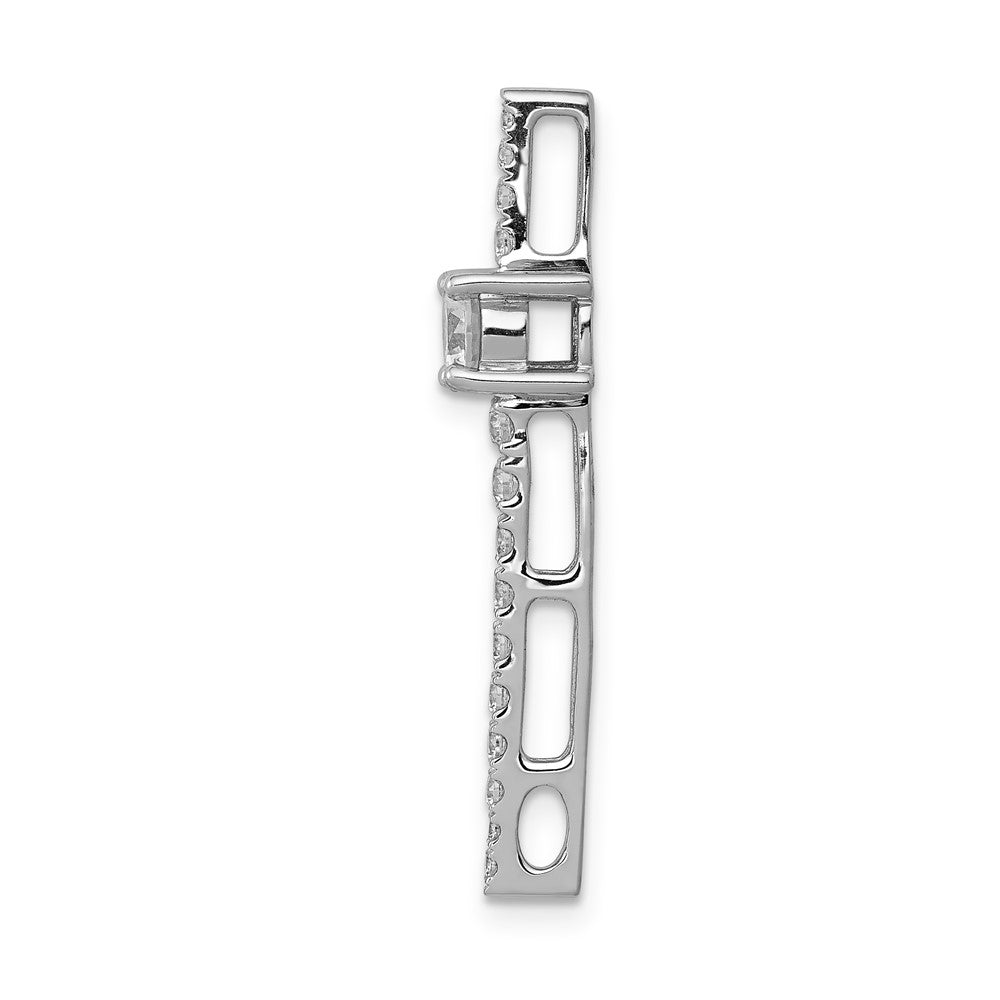 14k White Gold Real Diamond & .33 Sapphire Fancy Chain Slide
