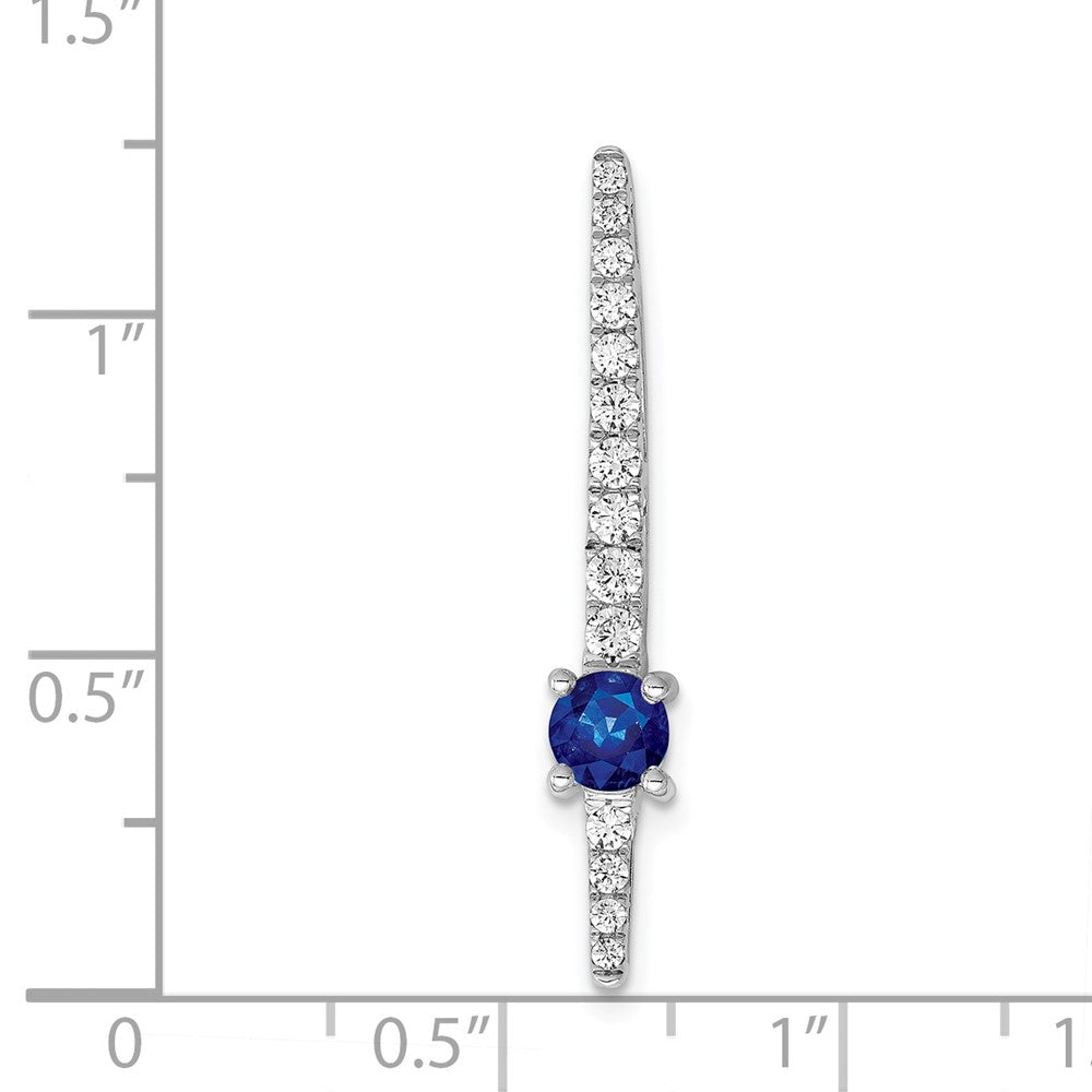 14k White Gold Real Diamond & .33 Sapphire Fancy Chain Slide